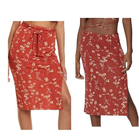 Danielle Bernstein By WeWoreWhat Roses And Daisies Pull On Tie Skirt Medium New - Picture 12 of 12